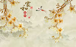 中式家和玉兰山水画电视背景墙