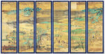高清皇家国画山水六条屏家居办公