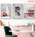 现代北欧雪松火车风景装饰画