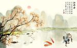 桂林山水甲天下彩雕背景墙