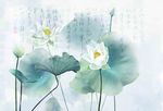 水墨画荷花 雅室兰香 电视墙