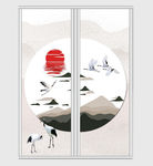 中国风仙鹤山水移门