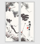 唯美水墨松鹤延年创意移门