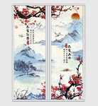 中国风水墨印象山水风景移门
