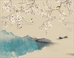 中式花鸟山水背景墙