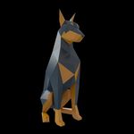 杜宾犬坐LOWPOLY模型