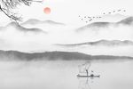 水墨意境山水背景墙装饰画