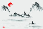 意境山水水墨画