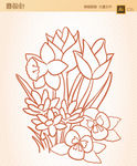 花草线描矢量图