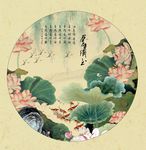 荷花九鱼图