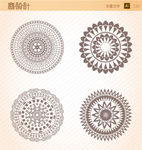 圆形花边边框对称抽象图案矢量图