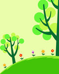 绿色大树卡通背景图片