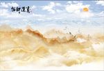 大理石纹石纹山水招财进宝背景墙