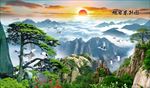 旭日东升山水画