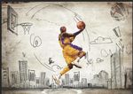 NBA篮球涂鸦都市背景墙