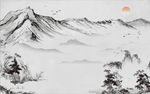 水墨山水水墨画背景墙