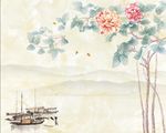 新中石纹山水船舶牡丹海棠花石纹