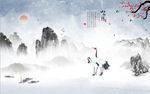 水墨江南山水画背景墙