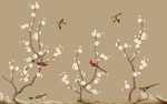 手绘花鸟 梅花花鸟