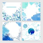 蓝色晕染水墨水彩背景