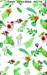 热带植物印花画布