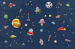 卡通宇宙星空飞船大型壁画