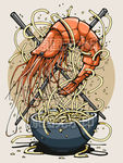 油焖大虾凉面美食餐馆碗筷插图