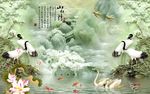 山水情立体玉雕背景墙