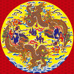 高端大气创意双团龙纹样巨幅图案