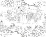 山水 鹤 祥云