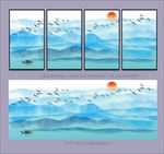 现代蓝色水墨画
