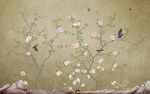 大型分层新中式手绘花鸟壁画