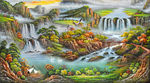 油画风景背景墙