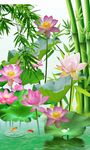 3d荷花竹子背景墙