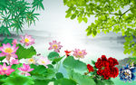 荷花背景墙