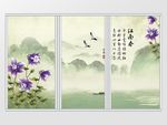 古典水墨山水画移门