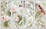 玉雕荷花移门