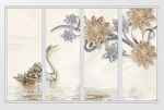 3d奢华钻石花朵鎏金天鹅移门