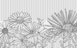 现代简约黑白线描花艺术背景墙