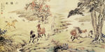 八骏图油画