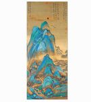 高清国画山水中式玄关背景墙