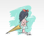 拿雨伞的小女孩