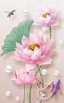 高清3D立体浮雕荷花玄关背景墙