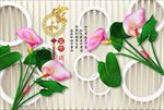 3d玉雕马蹄莲电视背景墙