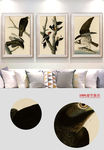 现代欧式手绘复古花鸟无框画