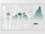 意境淡雅清新山水水墨移门