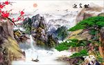 迎客松中式梅花山水