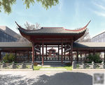 中式景观建筑门楼3d模型