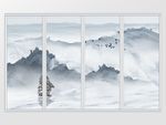 新中式意境抽象水墨山水移门
