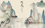 山水情中式背景墙装饰画